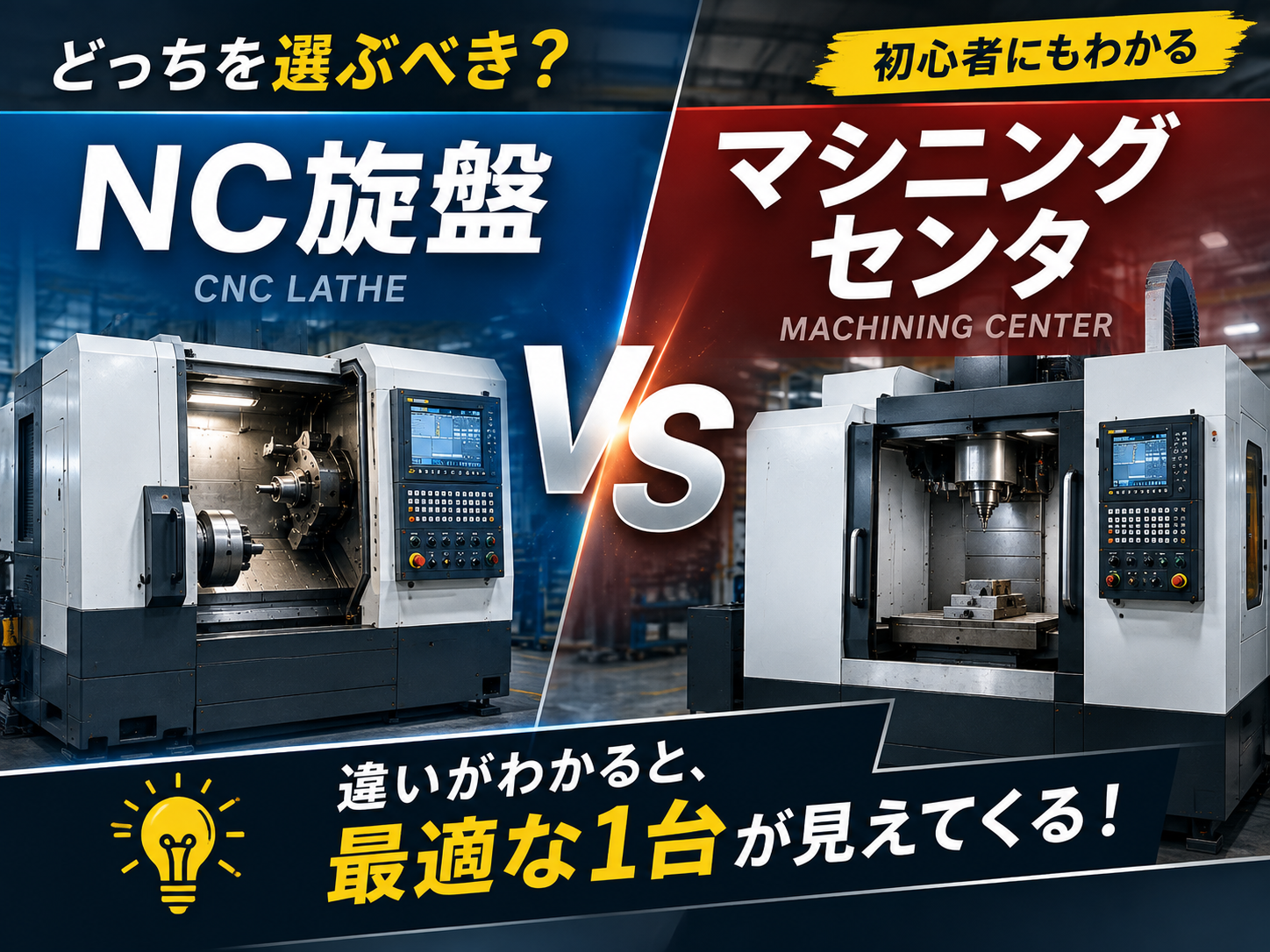 NC旋盤とマシニングセンタの違いとは？加工方式から選び方まで解説